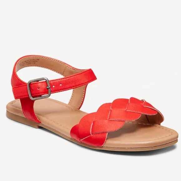 Old Navy Red Faux-Leather Braided Sandals for Girls - Picture 1 of 3